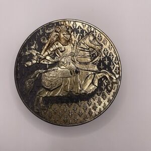 Vintage 3.5 in Round Plastic Scotch Tape Dispenser Knight on Horse - W.‎ Germany